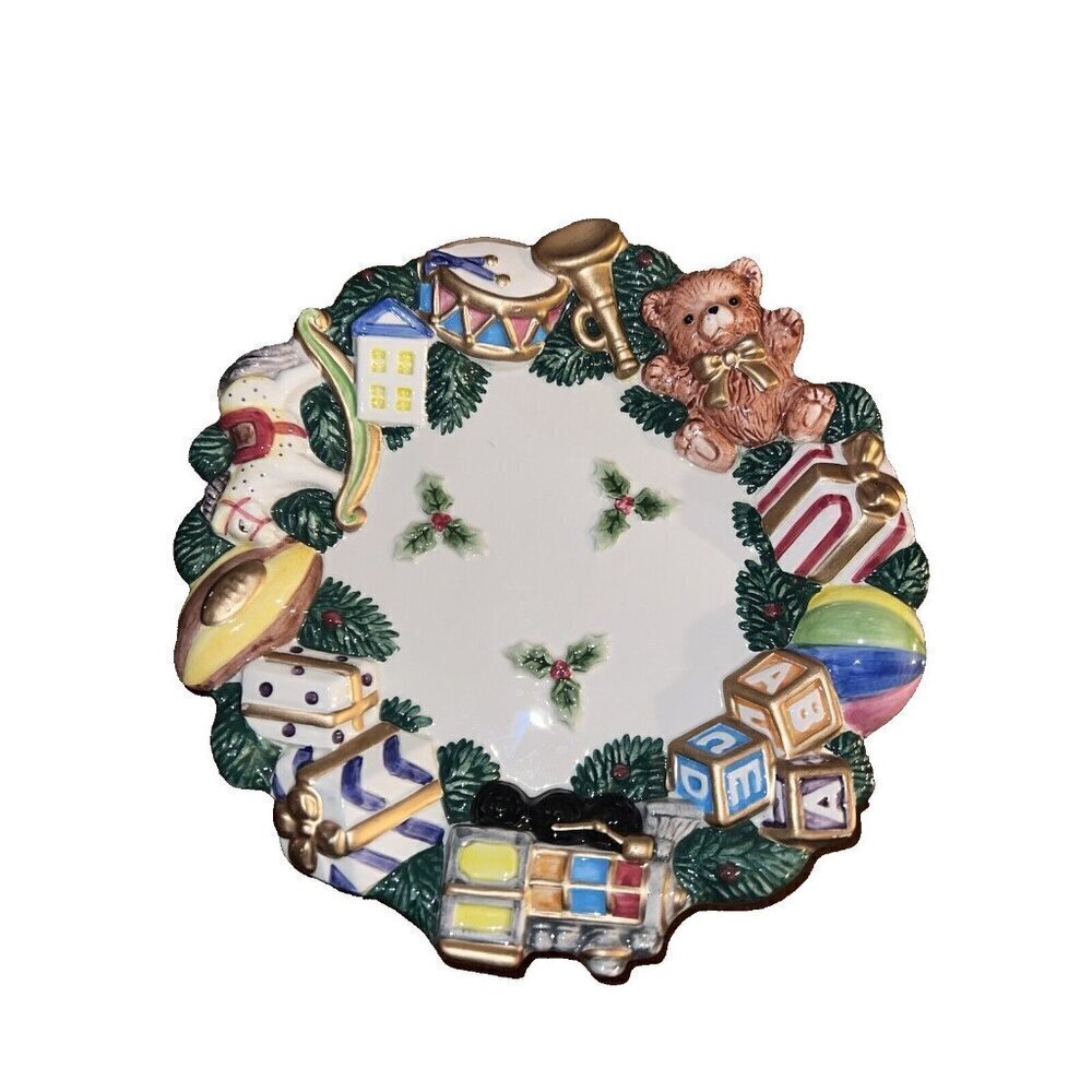 OMNIBUS by Fitz and Floyd Ceramic Christmas Collectible Plate 8.5"